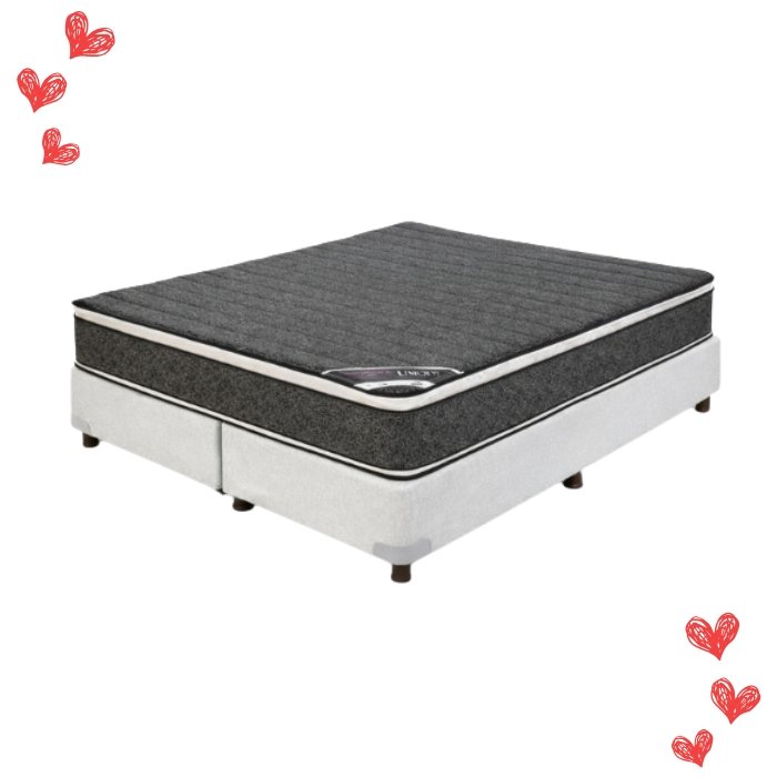 Conjunto Sommier Queen Size Gani Bordeaux 160x200