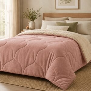 Acolchado Brescia Corderito King Size Coral Rosa