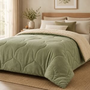 Acolchado Brescia Corderito King Size Coral Verde
